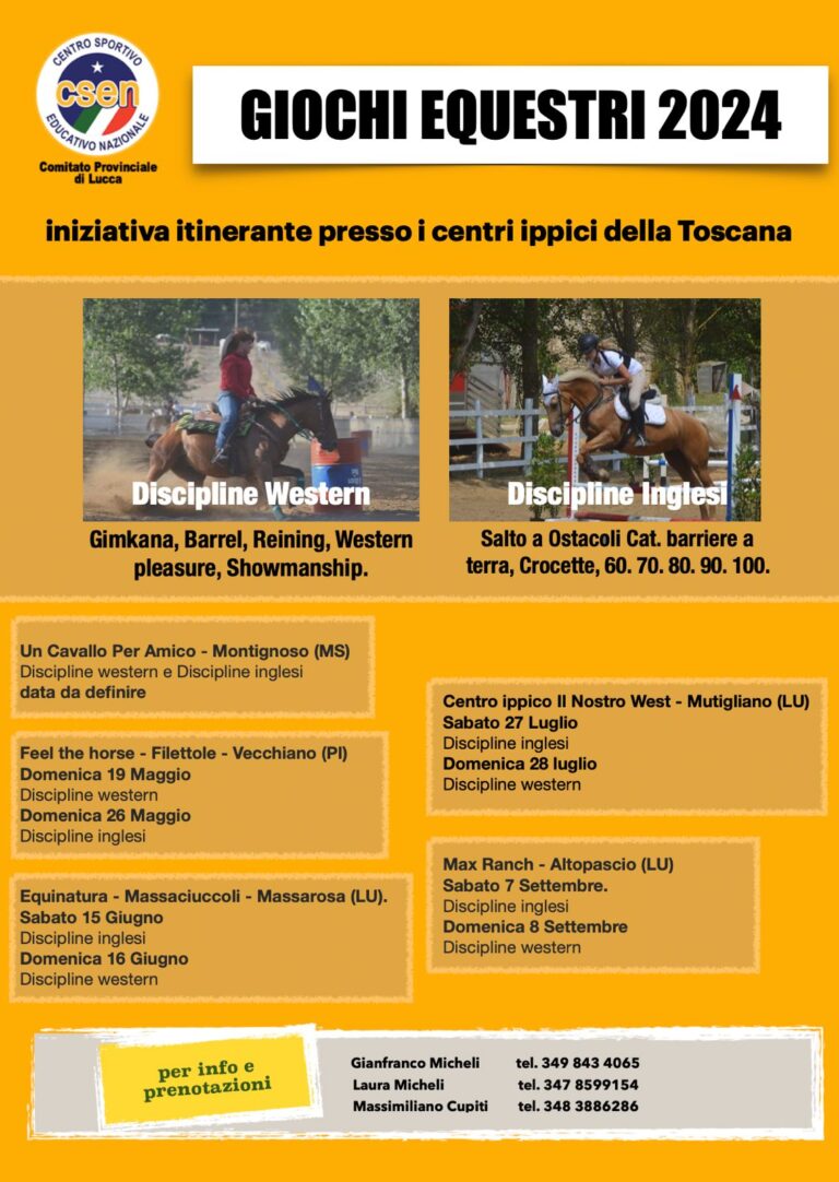 Giochi Equestri 2024 circuito itinerante regione Toscana